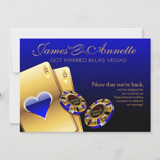 Las Vegas VIP Empfang | blau Einladung (Vorderseite)
