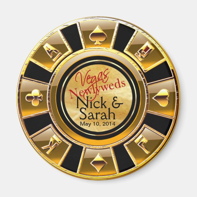 Las Vegas VIP Gold Black Sand Casino Chip Gefallen Magnet (Vorne)
