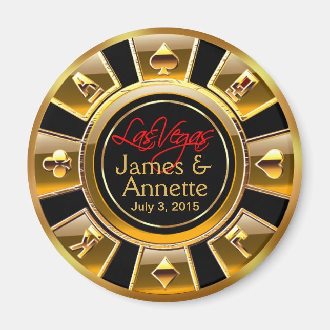 Las Vegas VIP Gold und Black Casino Chip Gefallen Magnet (Vorne)