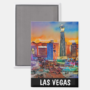 Las Vegas Wasserfarbe Magnet