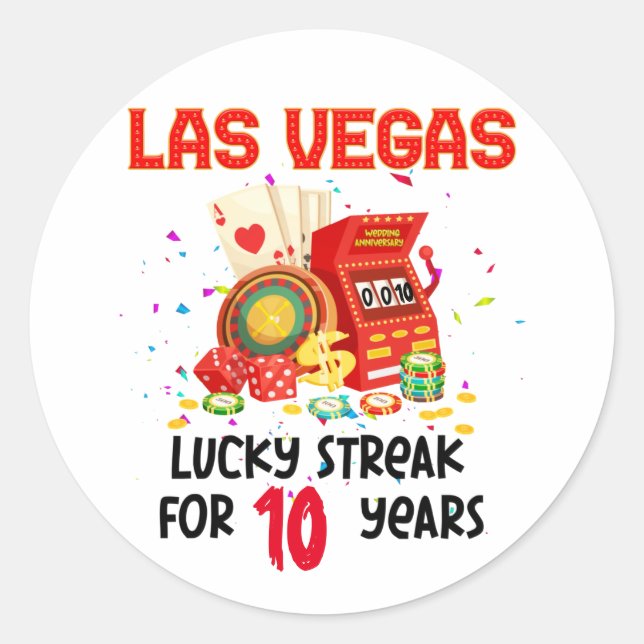 Las Vegas Wedding Anniversary Lucky Couple Runder Aufkleber (Vorderseite)
