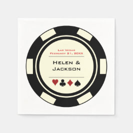 Las Vegas Wedding Black Cream White Poker Chip Serviette