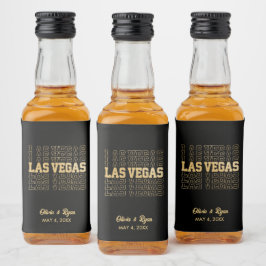 Las Vegas Wedding Black & Gold Mini Alkoholflaschenetikett