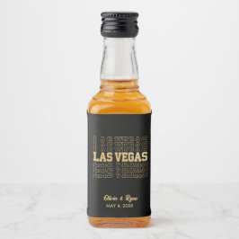 Las Vegas Wedding Black & Gold Mini Alkoholflaschenetikett