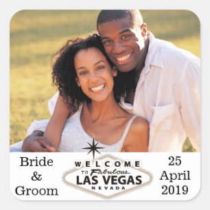 Las Vegas Wedding Custom Foto Umschlag Aufklebers Quadratischer Aufkleber