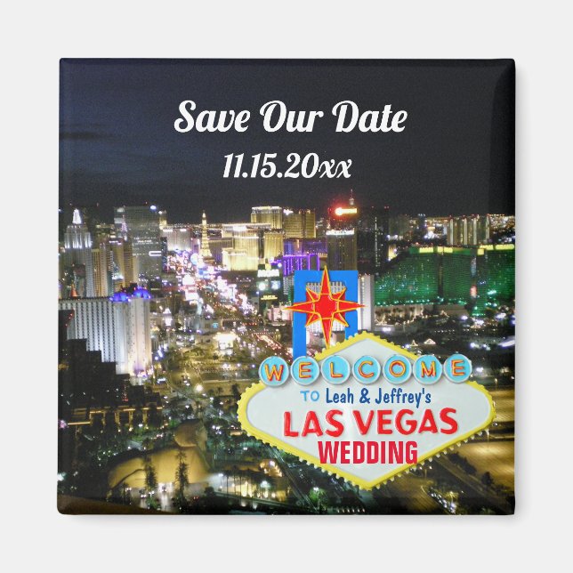 Las Vegas Wedding Date Begrüßungszeichen Magnet (Vorne)