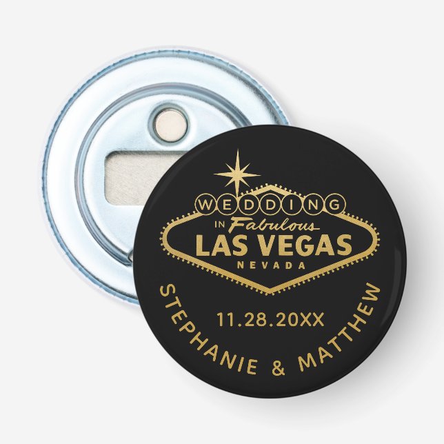 Las Vegas Wedding Date Bevorzugung Magnetic Flaschenöffner (Vorderseite)