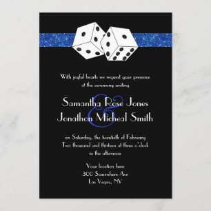 Las Vegas Wedding Dice Royal Blue Imitats Glitzer Einladung