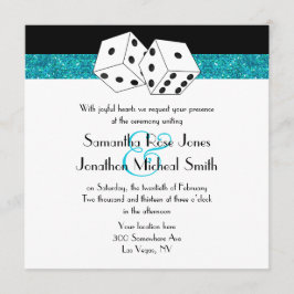Las Vegas Wedding Dice Thema Aquamarin Blu Imitats Einladung