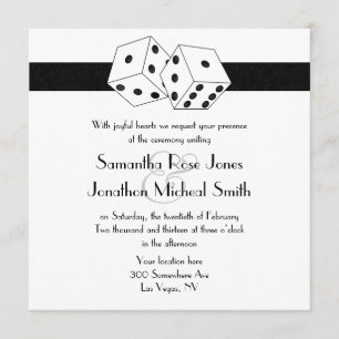 Las Vegas Wedding Dice Thema Weiß und Schwarz Einladung