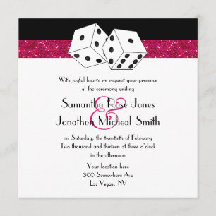 Las Vegas Wedding Dice Theme Hot Pink Imitats Glit Einladung