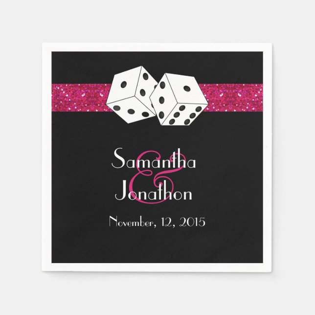 Las Vegas Wedding Dice Theme Hot Pink Imitats Glit Serviette (Vorderseite)