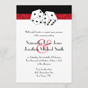 Las Vegas Wedding Dice Theme Ruby Red Imitats Glit Einladung