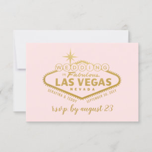 Las Vegas Wedding Elegantes Rosa Gold RSVP Karte