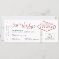 Las Vegas Wedding Flugzeug Ticket Save the Date Ka