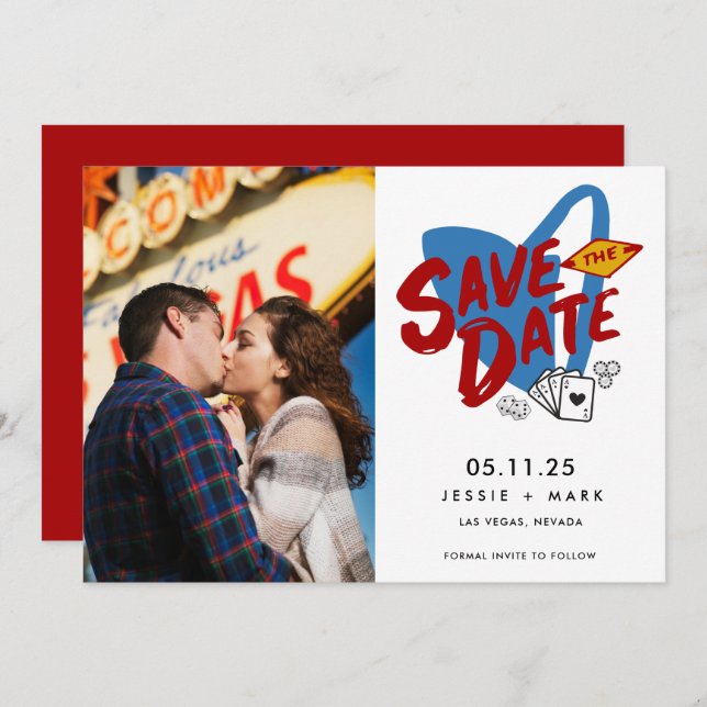 Las Vegas Wedding Foto Save the Date Ankündigung (Vorne/Hinten)