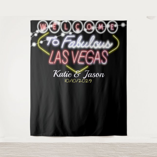 Las Vegas Wedding Foto Stand Empfang Hintergrund Wandteppich (Vorderseite)