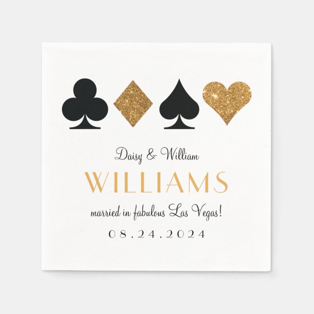 Las Vegas Wedding Gold und Black Cocktail Napkin Serviette (Vorderseite)