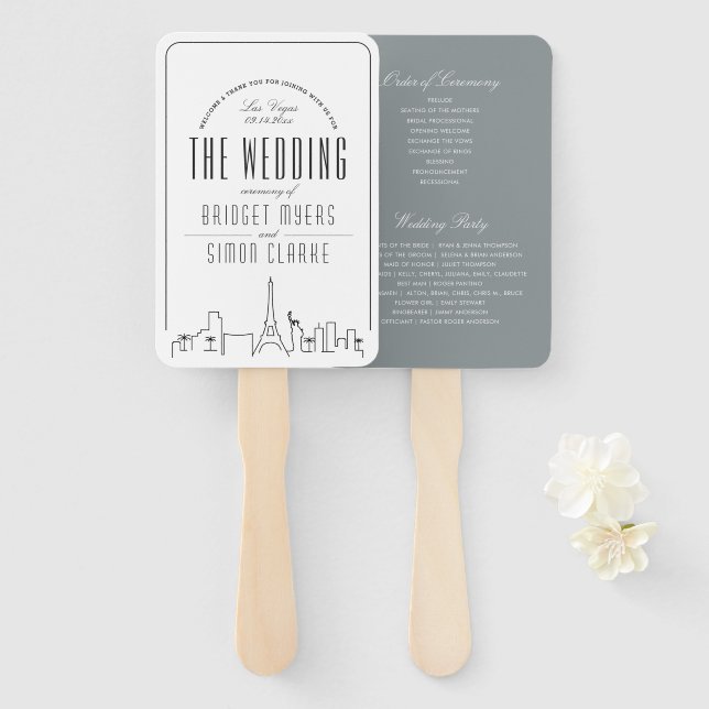Las Vegas Wedding | Hochzeitsprogramm Hand Fan Fächer (Vorne und Hinten)