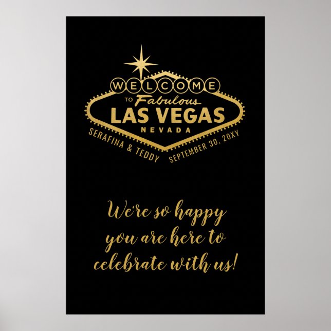 Las Vegas Wedding Personalisiert 24x36 Begrüßungsz Poster (Vorne)