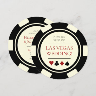 Las Vegas Wedding Poker Chip Black Creme White Einladung