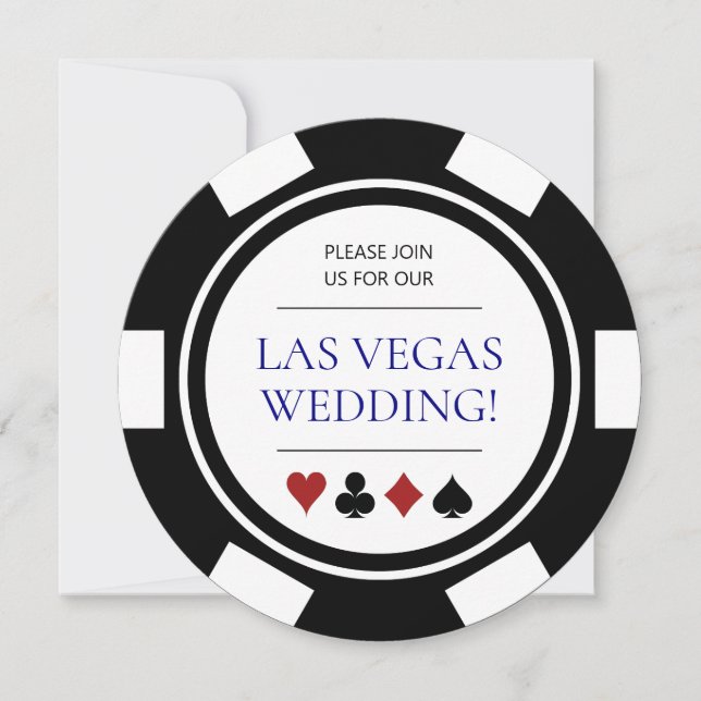 Las Vegas Wedding Poker Chip Blue White Einladung (Vorderseite)