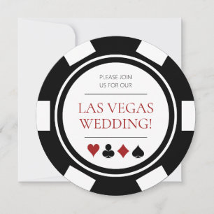 Las Vegas Wedding Poker Chip Schwarz-weiß Einladung