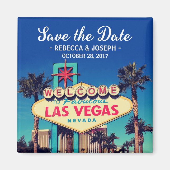 Las Vegas Wedding Retro Foto Save the Date Magnet (Vorne)