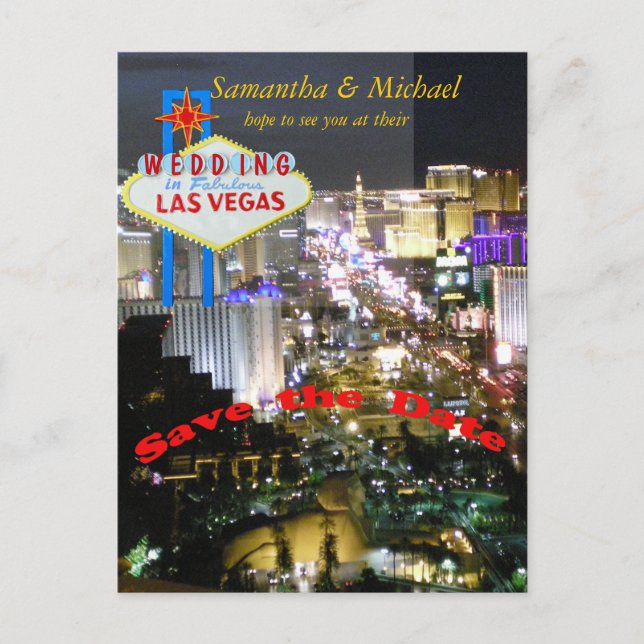 Las Vegas Wedding Save the Date Postkarte (Vorderseite)