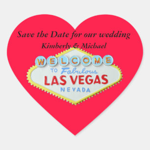 Las Vegas Wedding Save the Date Red Heart Herz-Aufkleber