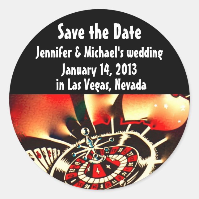 Las Vegas Wedding Save the Date Runder Aufkleber (Vorderseite)