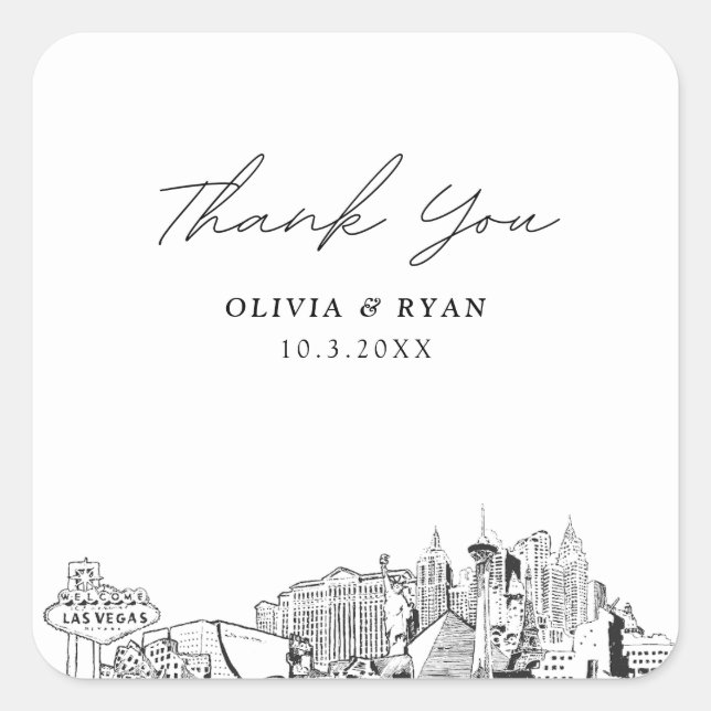 Las Vegas Wedding Sehenswürdigkeiten Vielen Dank Quadratischer Aufkleber (Vorderseite)