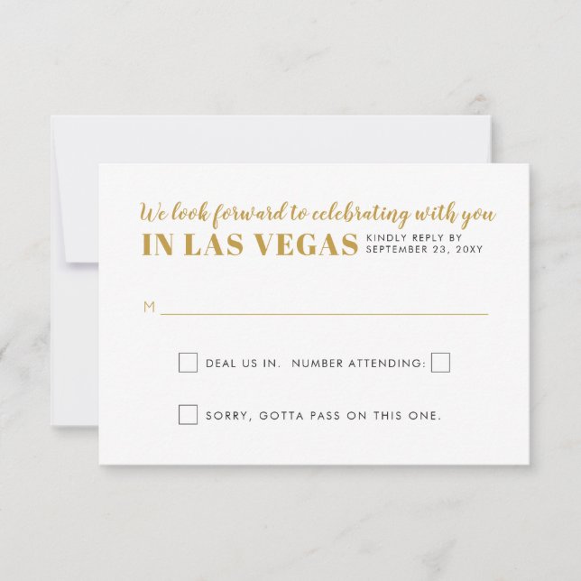 Las Vegas Wedding Sign Funny Gambling RSVP Karte (Vorderseite)