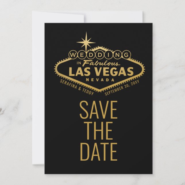 Las Vegas Wedding Sign Gold Foto Save the Date (Vorderseite)