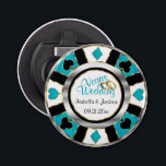 Las Vegas Wedding - Silber, Weiß und Türkis Flaschenöffner<br><div class="desc">Flaschenöffner. Personalisieren Sie die Hochzeit im Las Vegas Stil - Silber, Türkis und Weiß, damit Sie sich ganz individuell gestalten können. 📌 Wenn Sie weitere Anpassungen benötigen, klicken Sie bitte auf den Button "Weitere Anpassungen vornehmen" oder "Design anpassen oder bearbeiten" und verwenden Sie unser Designwerkzeug, um die Größe, den Rotation,...</div>