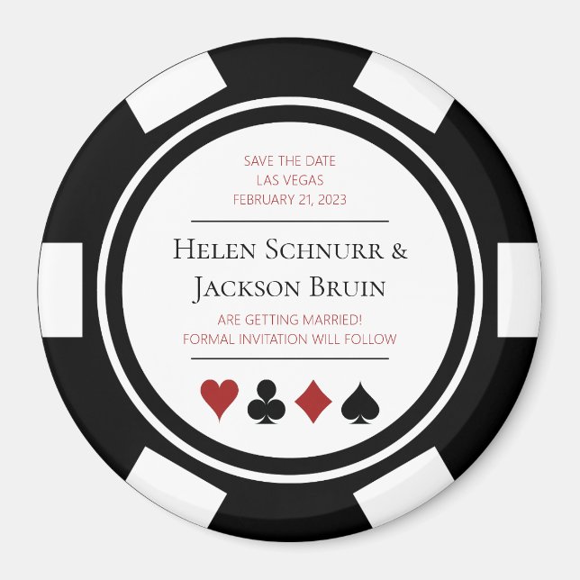 Las Vegas Wedding speichern das Datum Poker Chip S Magnet (Vorne)