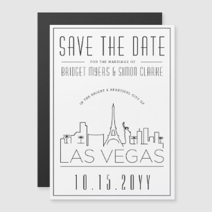 Las Vegas Wedding   Stilisierte Skyline Save the D Magneteinladung