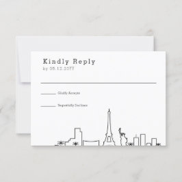 Las Vegas Wedding | Stilisierte Skyline-UAWG RSVP Karte