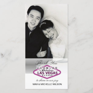 Las Vegas Wedding Vielen Dank Foto Card (Pink) Dankeskarte