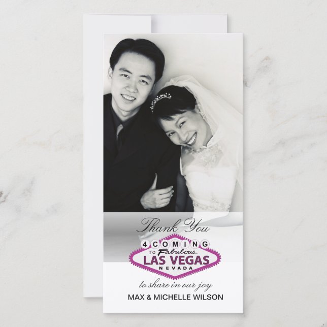 Las Vegas Wedding Vielen Dank Foto Card (Pink) Dankeskarte (Vorderseite)