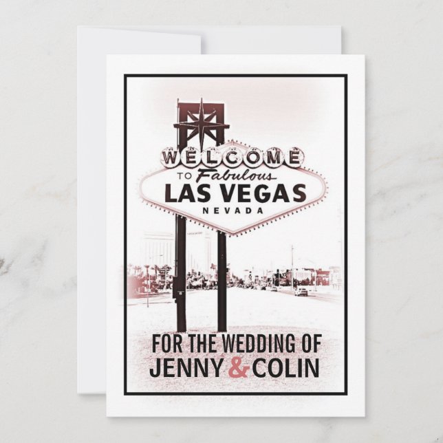 Las Vegas Wedding Vintag romantische Einladungen (Vorderseite)