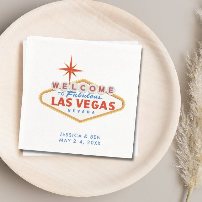 Las Vegas Wedding Welcome Party Cocktail Napkins Serviette (Las Vegas Wedding Cocktail Napkins)