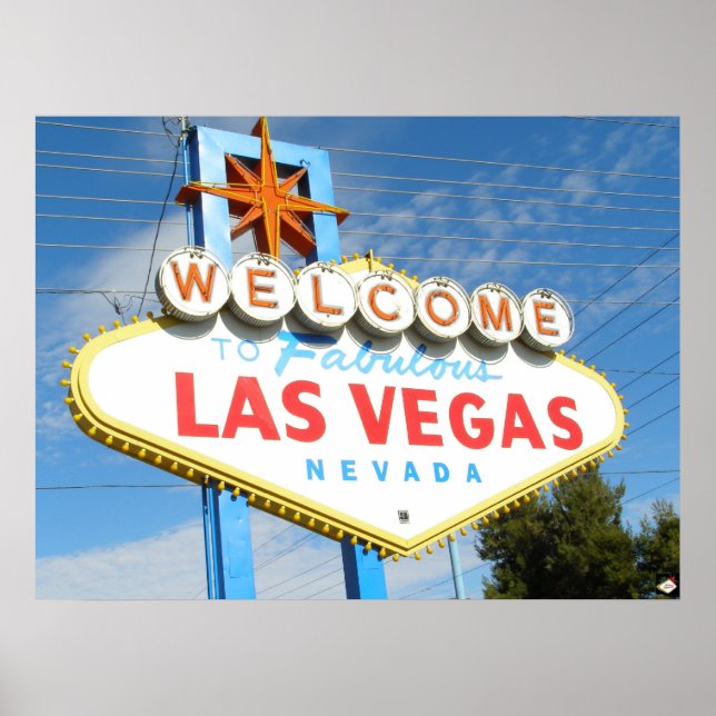 Las Vegas Welcome Sign Closeup Poster Print (Vorne)