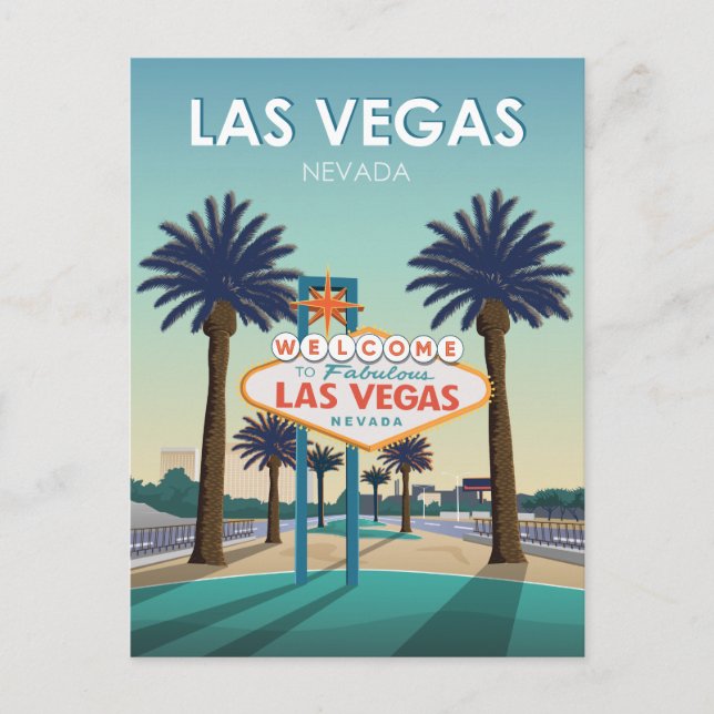 Las Vegas Welcome Sign Vintage Travel Postkarte (Vorderseite)