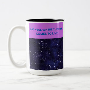 Las Vegas Where the Fun Comes to Life Purple Starr Zweifarbige Tasse
