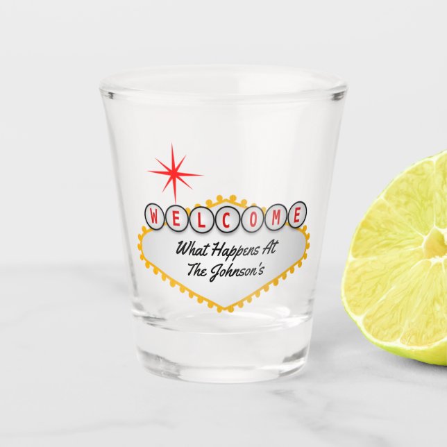 Las Vegas Willkommen Unterschreiben Sie Ihren Text Schnapsglas (Vorderseite)