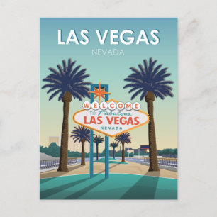 Las Vegas Willkommensschild Vintage Reise Postkarte