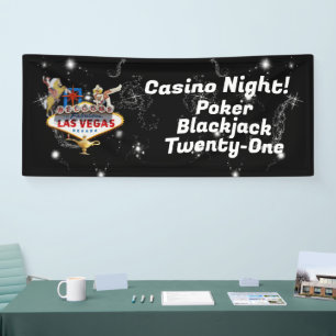 Las Vegas Willkommensschild vor sternklarem Hinter Banner