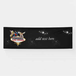 Las Vegas Willkommensschild vor sternklarem Hinter Banner