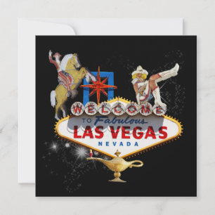 Las Vegas Willkommensschild vor sternklarem Hinter Einladung
